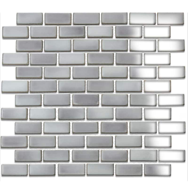 Merola Tile Hudson Subway Grey Eye 11-3/4" x 12" Porcelain Floor and Wall Tile