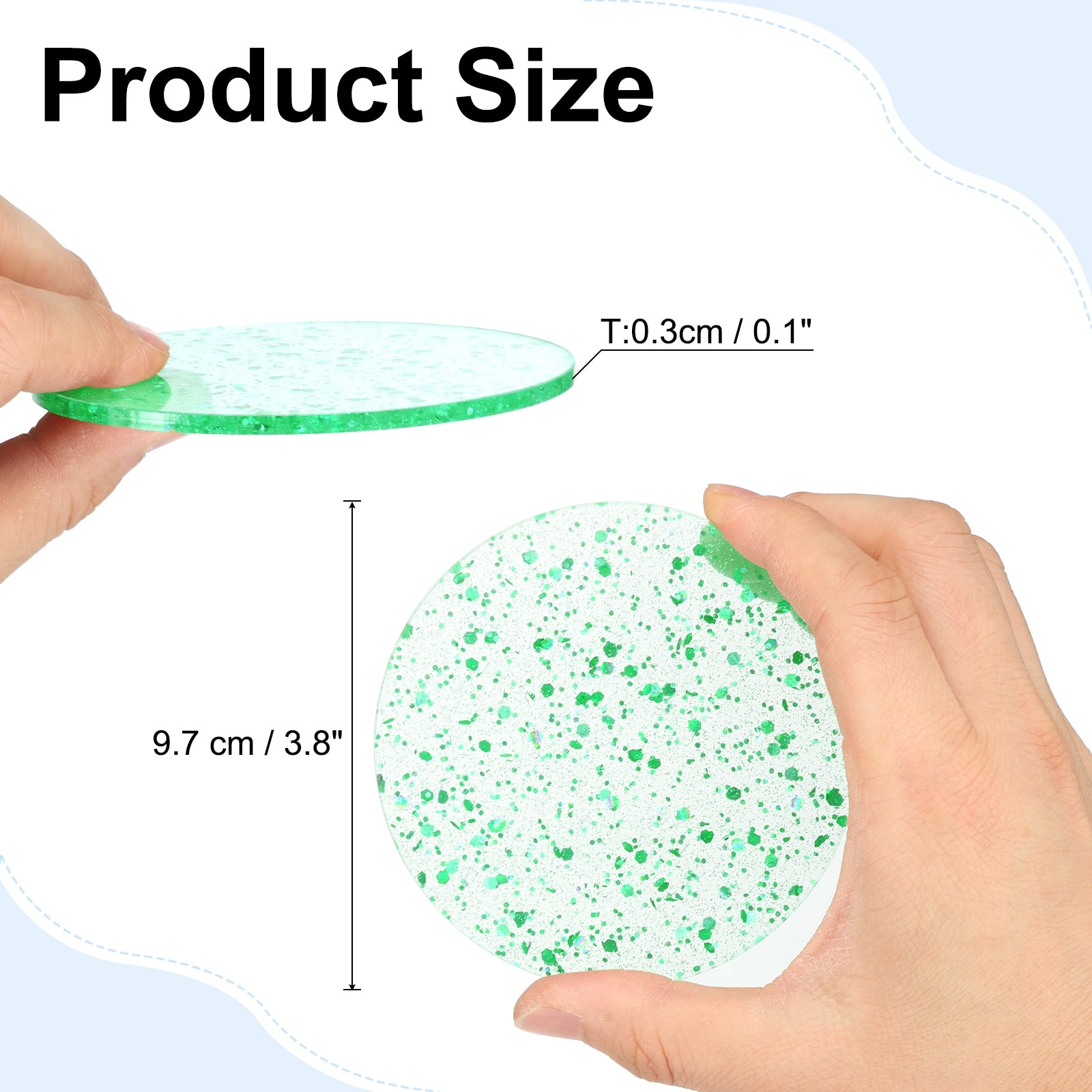 2pcs Foil Acrylic Cup Coasters, Round Acrylic Drink Coaster