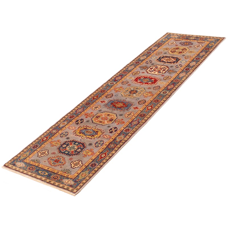 ECARPETGALLERY Hand-knotted Uzbek Ghazni Grey Wool Rug - 2'8 x 9'9