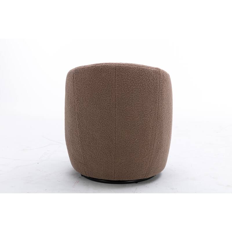 Teddy Fabric Swivel Barrel Chair with 360° Rotation & Metal Base