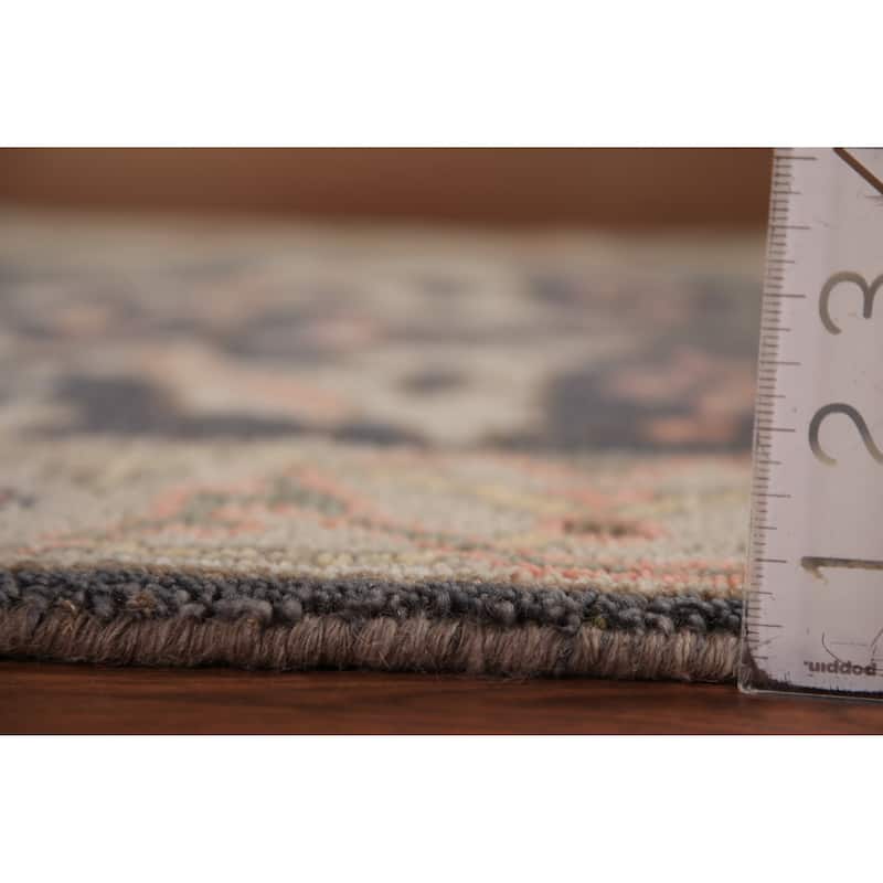 Gray Oushak Indian Runner Rug Handmade Floral Wool Carpet - 2'6"x 7'10"