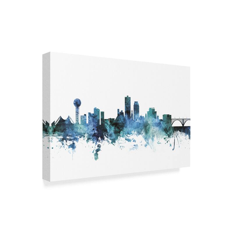 Michael Tompsett 'Knoxville Tennessee Blue Teal Skyline' Canvas Art