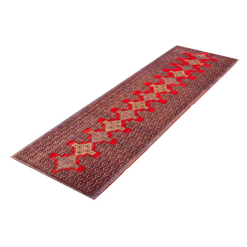 ECARPETGALLERY Hand-knotted Kayseri Red Wool Rug - 3' 4" x 10' 10"