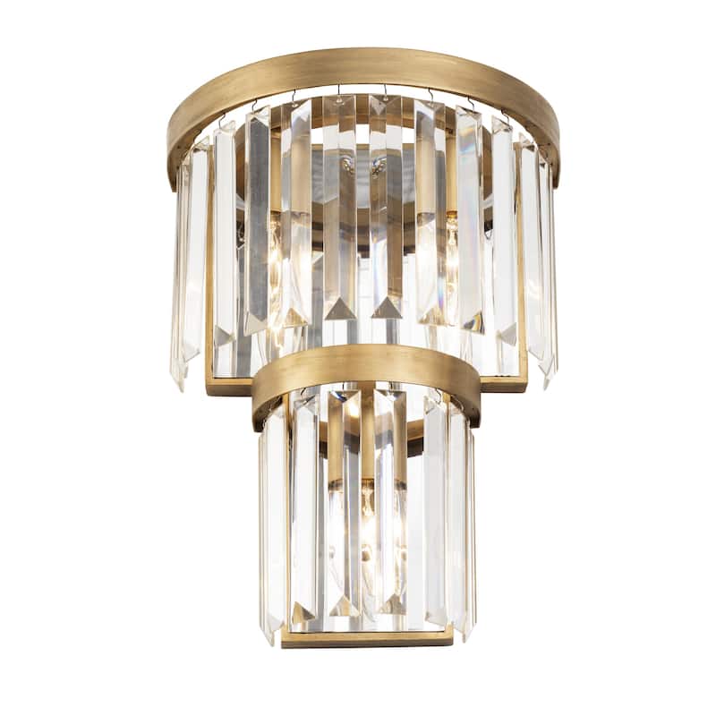 Varaluz Social Club 3-Light 2-Tier Crystal Wall Sconce - Havana Gold