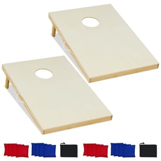 Costway 1/2 PCS 3'x2' Portable Corn Hole Game Board Includes 8 Bean - Natural - 1 PCS