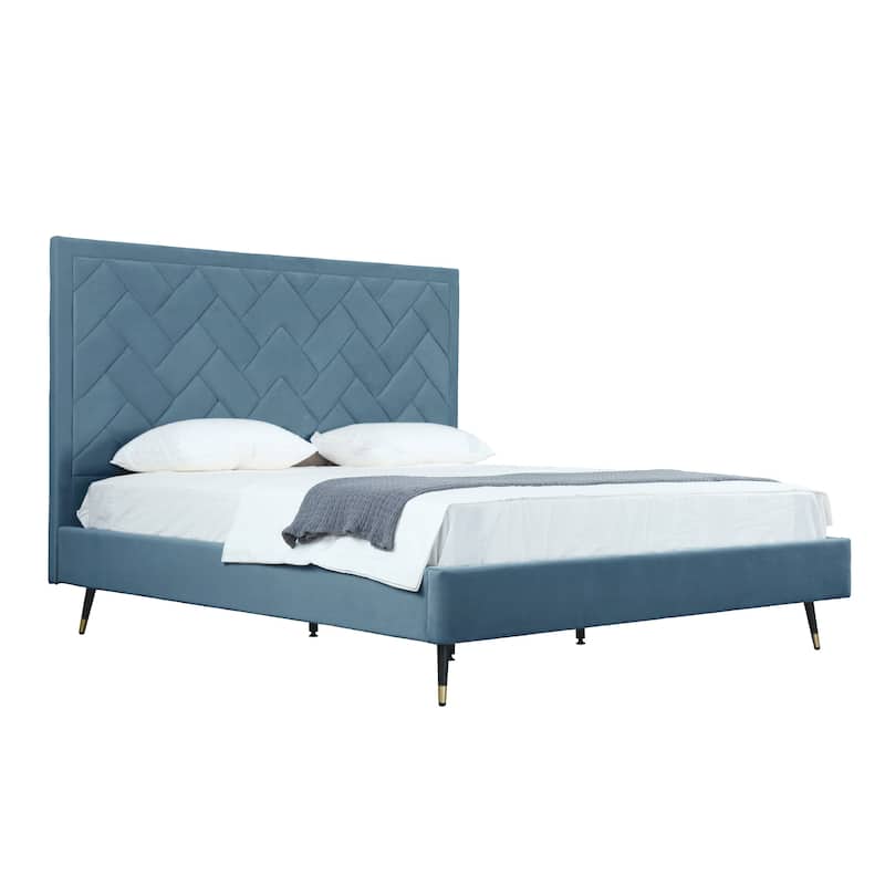 Manhattan Comfort Crosby Velvet Upholstered Bed