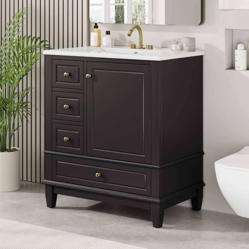 Bathroom Vanity with Sink,Shelf and Drawers
