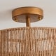 preview thumbnail 19 of 19, Bohemian 3-Light Antique Gold Natural Jute Rope Drum Semi-Flush Mount Ceiling Light - 15.4" W x 12.6" H