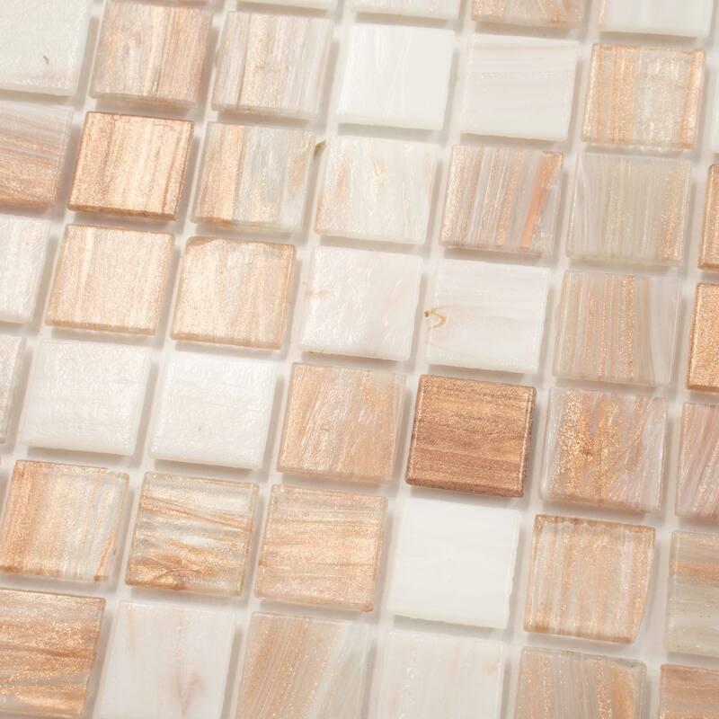 Apollo tile 12" x 12" Mingles Glossy Beige White Glass Tile (20 sq ft/case) - 20 Pack