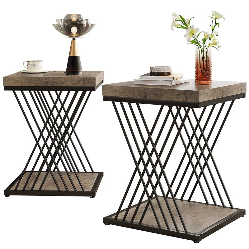 Square End Side Table for Living Room （Set of 2）