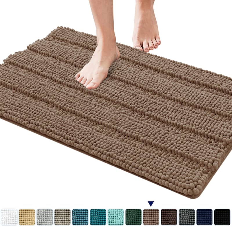 Subrtex Super Soft Absorbent Braided Bathroom Mats Chenille Bath Rugs - 18"x48" - Sand