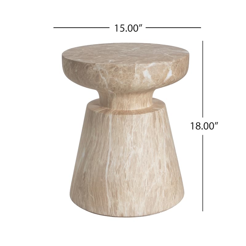 Roomfitters Outdoor Ponti Travertine Side Table, Modern Accent End Table for Patio or Living Room