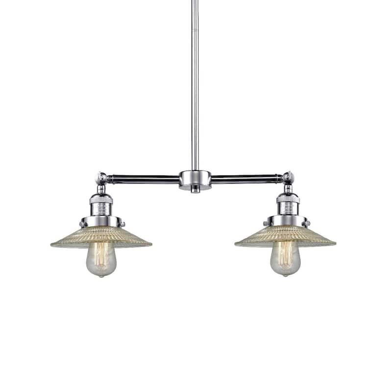 Innovations Lighting Halophane 2 Light 21" Wide Linear Chandelier - Polished Chrome / Flat