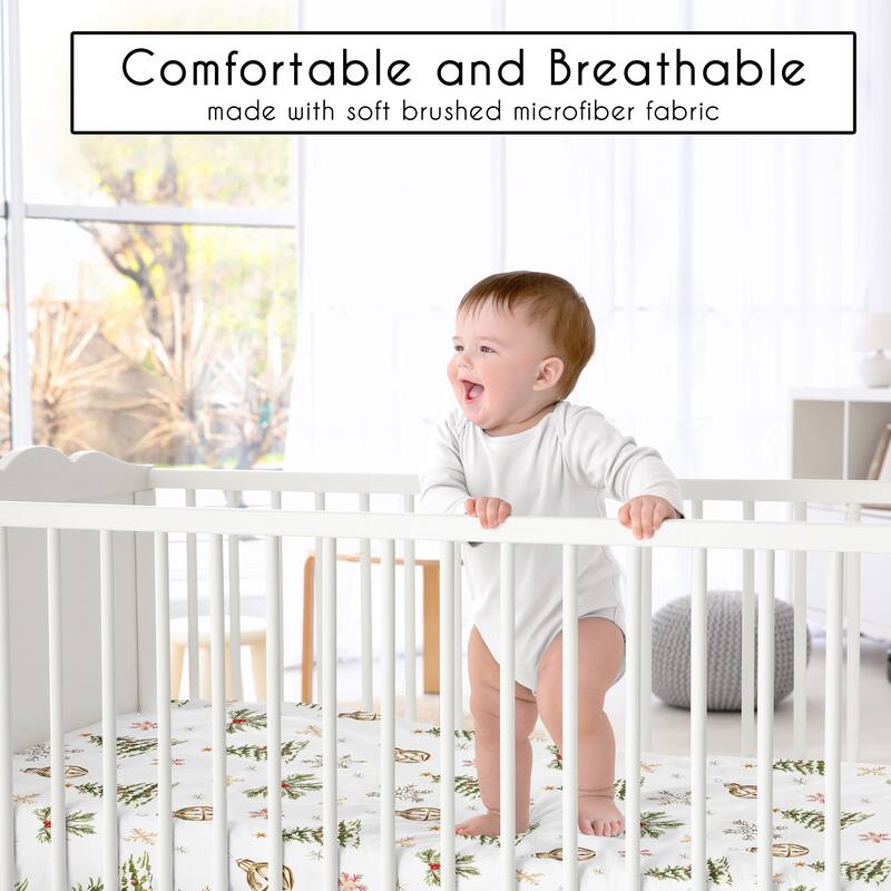 Sweet Jojo Designs Christmas Trees Boy, Girl, Unisex/Gender Neutral Fitted Crib Sheet - Xmas Holiday Pine Tree Fir for Christmas