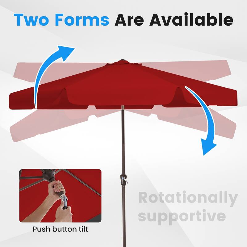 10ft Patio Market Umbrella with UV-Resistant and Sagging Edge Designed