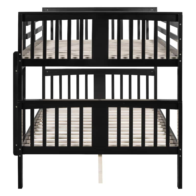 Roomfitters Full Over Full Bunk Bed with Ladder, Solid Wood Guest Room Bed Frame for Two Sleepers