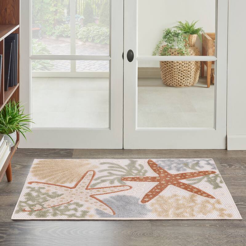 Nourison Aloha Coastal Starfish Indoor/Outdoor Area Rug - 2'8" x 4' - Ivory/Multi