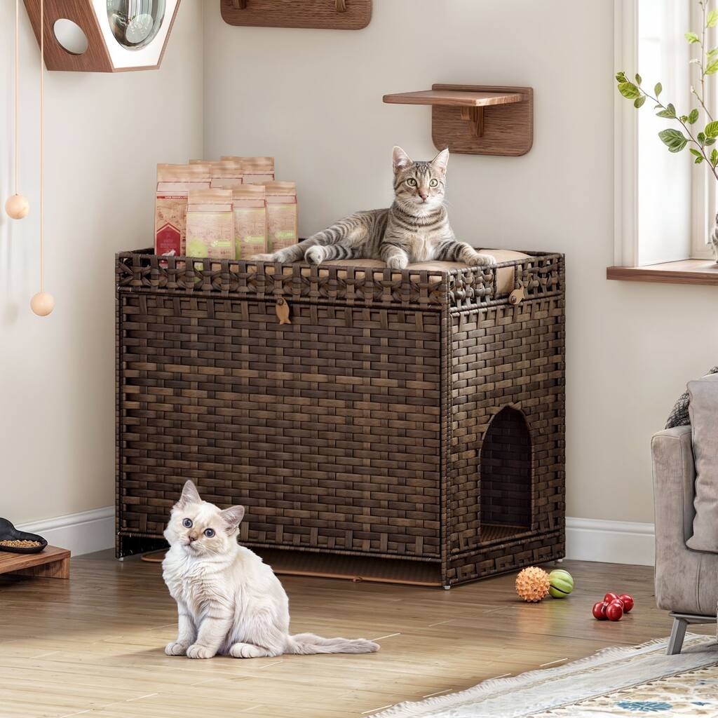 Moasis Cat Litter Box Enclosure with Soft Litter Mat Cat Toilet