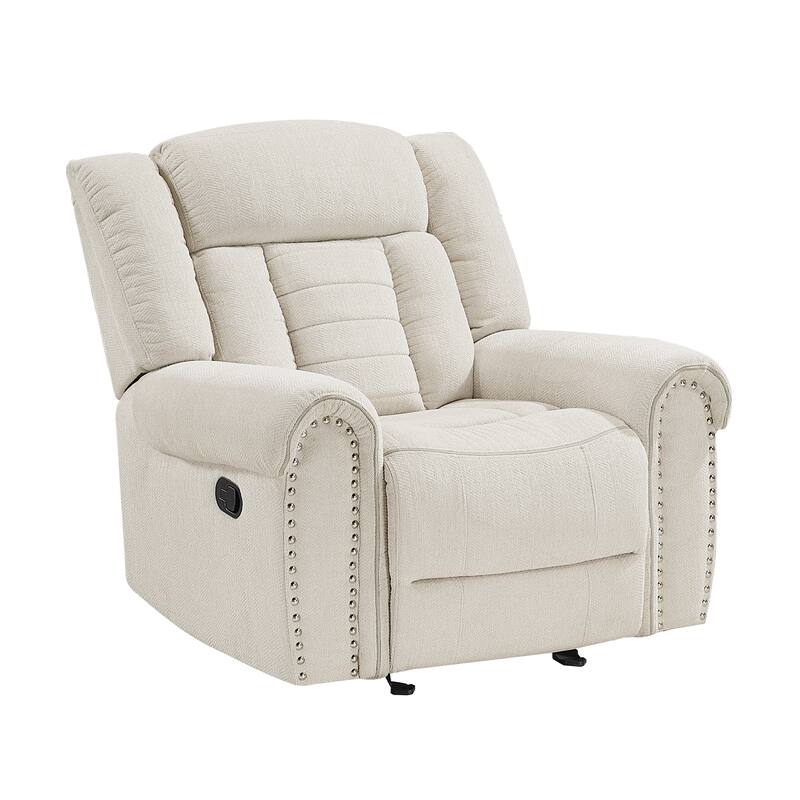 Neleh 42" Chenille Glider Reclining Chair - Gentle Gliding Motion - Beige