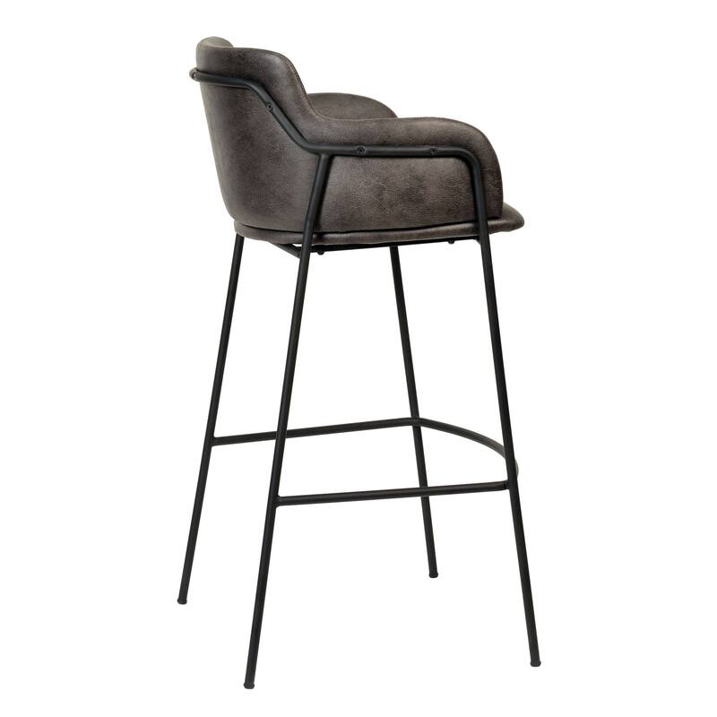 LeisureMod 40" Velvet Upholstered Bar Stool - Counter Height Bar Stool with Stainless-Steel Frame and Footrest for Home Bar
