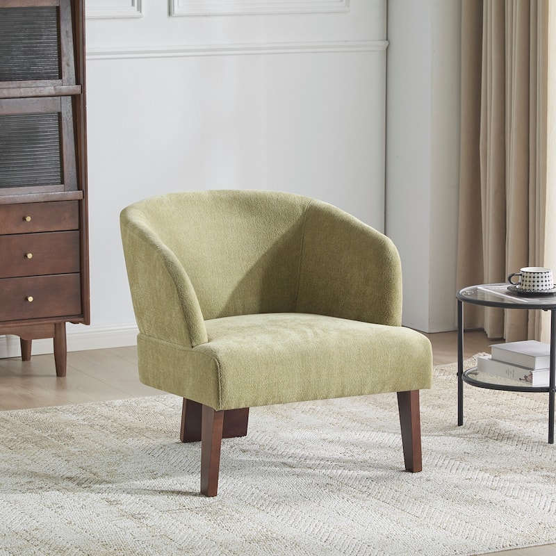 Fabric Round Back Accent Chair With Wood Legs