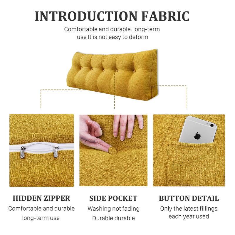 WOWMAX Bed Rest Reading Wedge Headboard Backrest Tufted Pillow