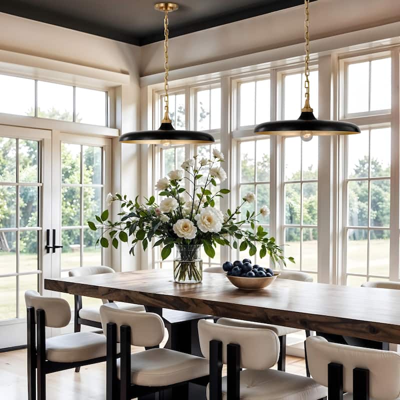 Raven Black Modern Pendant Light - Metal Matte Black, Brass Dome Light Fixture For Modern, Scandinavian, Minimalist Room Decor