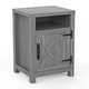 preview thumbnail 6 of 9, Farmhouse Barn Door Nightstand Bedside Table with Storage Open Compartment