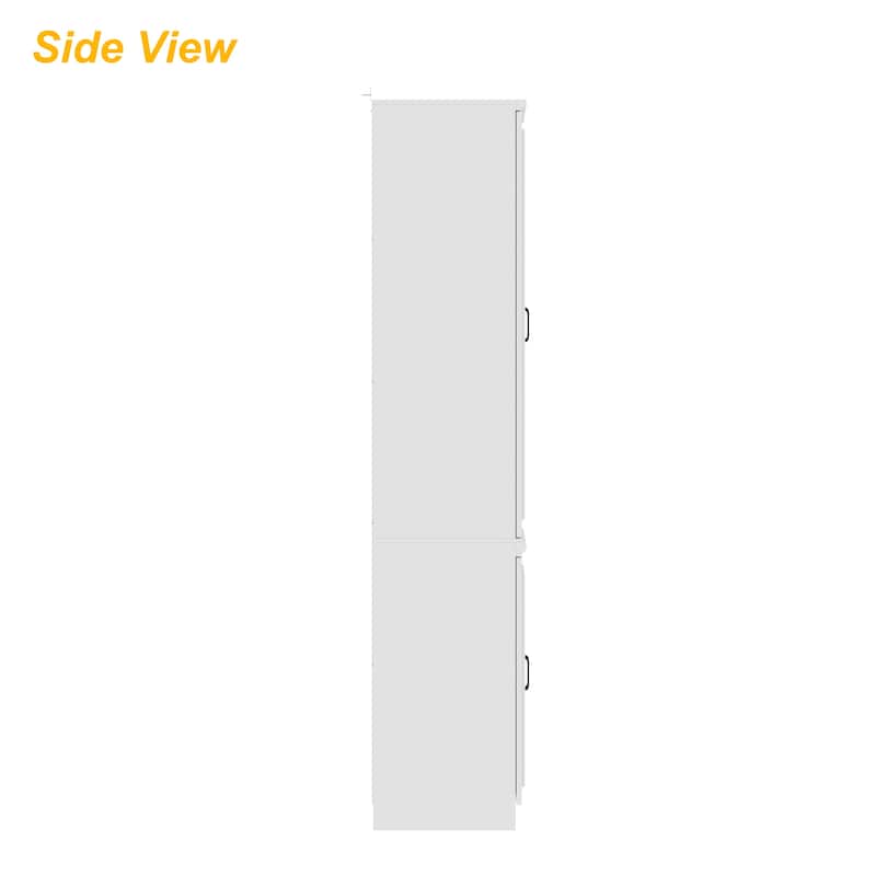 White Wardrobe Closet with Adjustable Shelves Solid Wood Frame Storage Cabinet for Home Organization