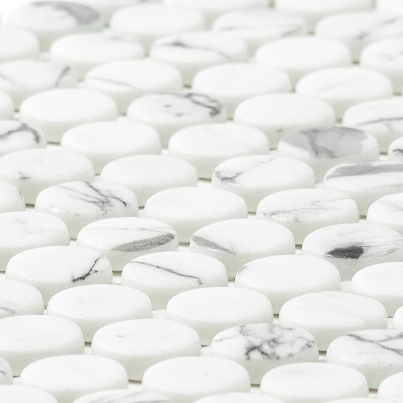 Eterna Penny 12x12 Glass Round Mosaic Tile - Floor, Wall, Backsplash