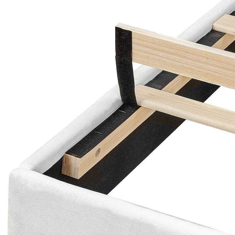 Javlergo Modern Upholstered Bed Frame with Height Adjustable Headboard Heavy-Duty Frame No Box Spring Needed