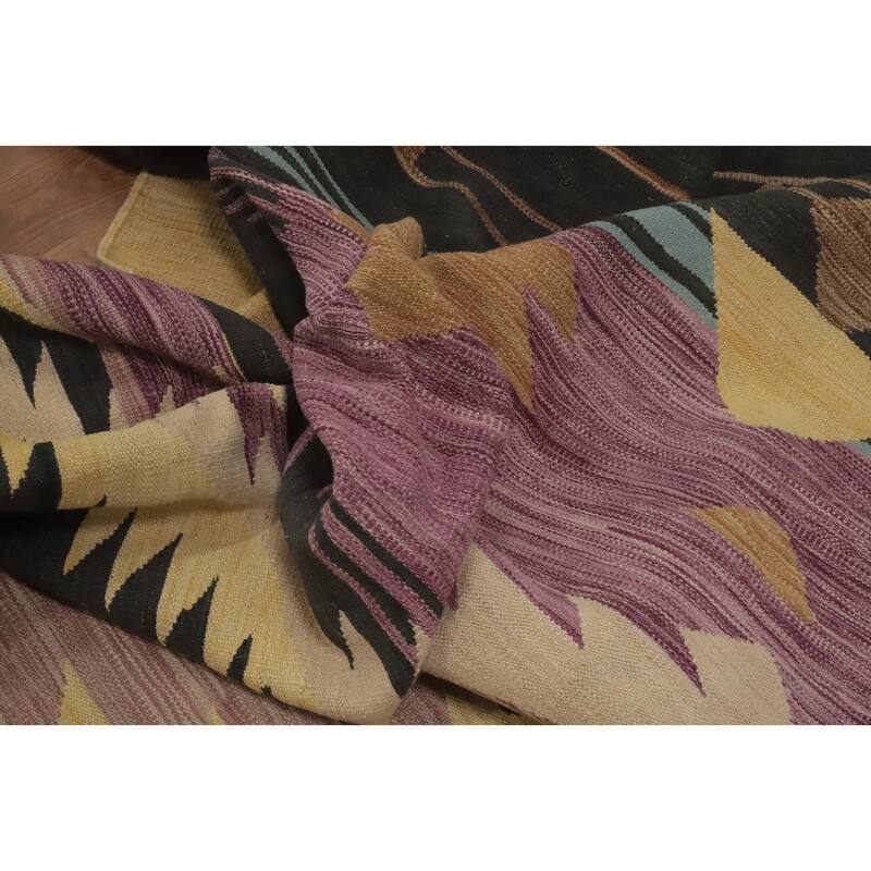 Hand Woven Oriental 100% Wool Carpet Southwestern Tribal Purples Kilim Area Rug - 11' 11'' X 8' 7''