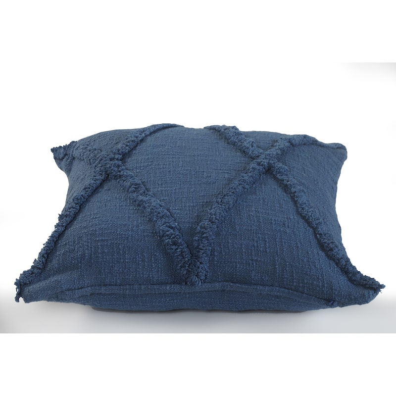 Solid Decorative Diamond Tufted Cotton Throw Pillow
