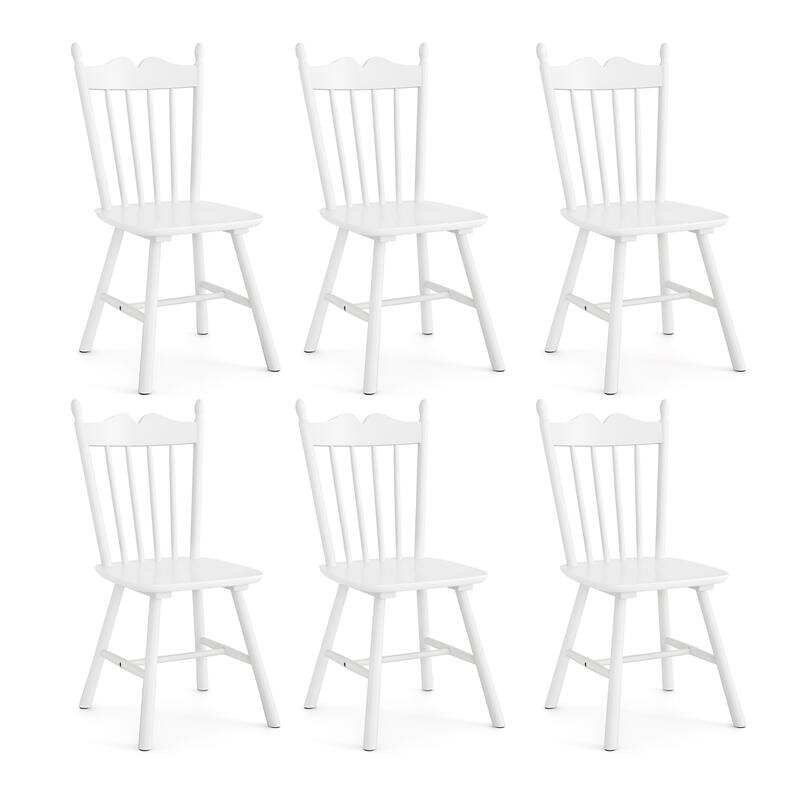 Solid Wood Dining Chairs Set of 6 - N/A
