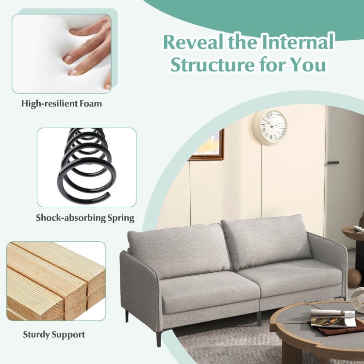 Modern 76 Inch Loveseat Sofa Couch for Apartment Dorm with Metal Legs-Grey - 31" x 75.5" x 35"