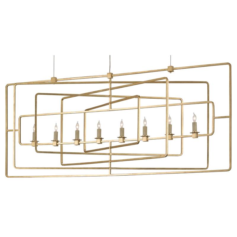 Currey & Company Metro Gold Rectangular Chandelier - 23"h x 54"w x 17"d