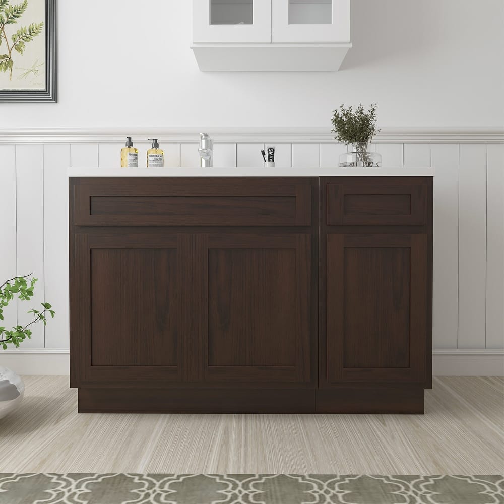 Vanity Art 54" Oak Freestanding Bathroom Vanity Cabinet without Top