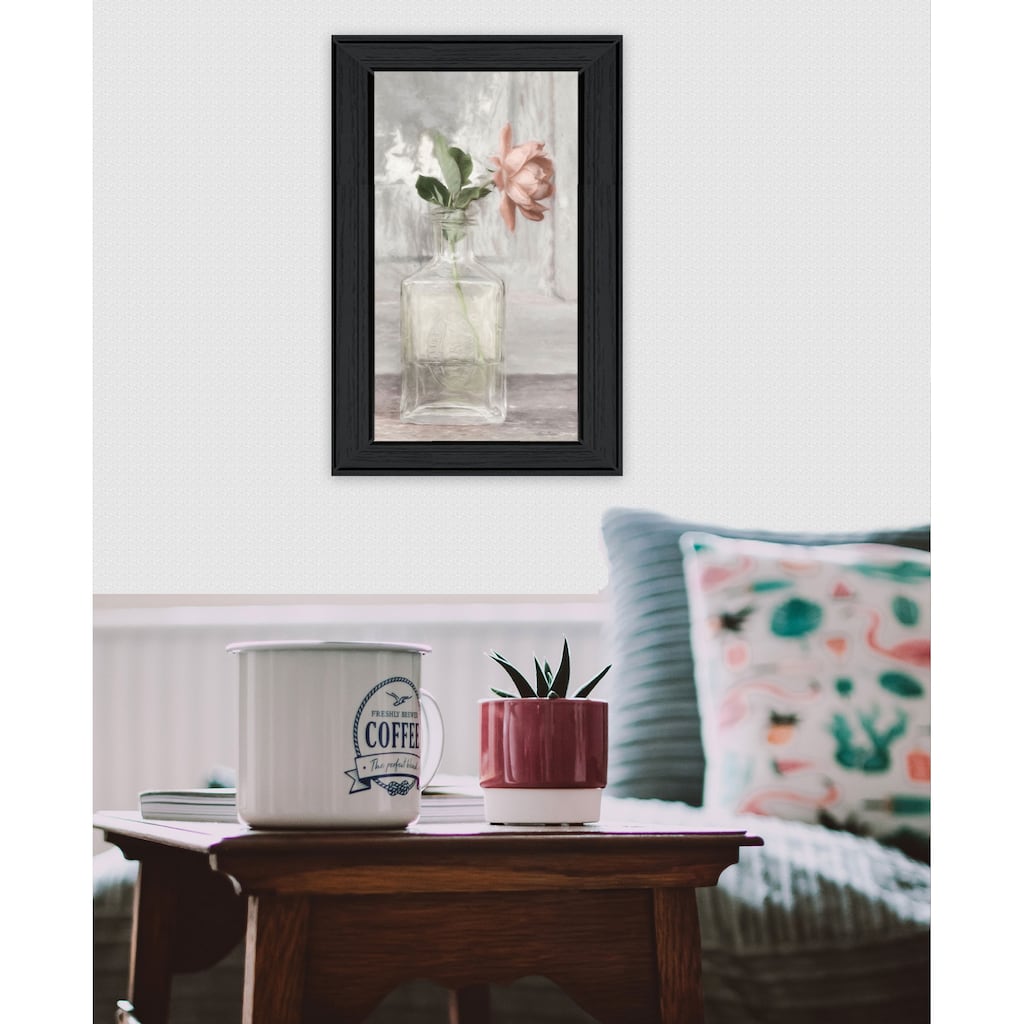 TrendyDecor4U Contemporary "Cottage Peach Rose" Framed Print Wall Art