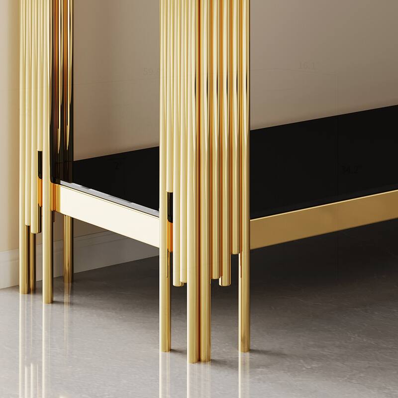 Sophisticated Double-Layer Tempered Glass Console Table