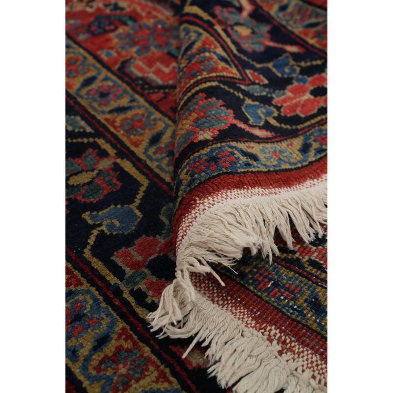 Hand Knotted Oriental 100% Wool Carpet Traditional Geometric Red Heriz (serapi) Runner Rug - 18' 1'' X 3' 7''