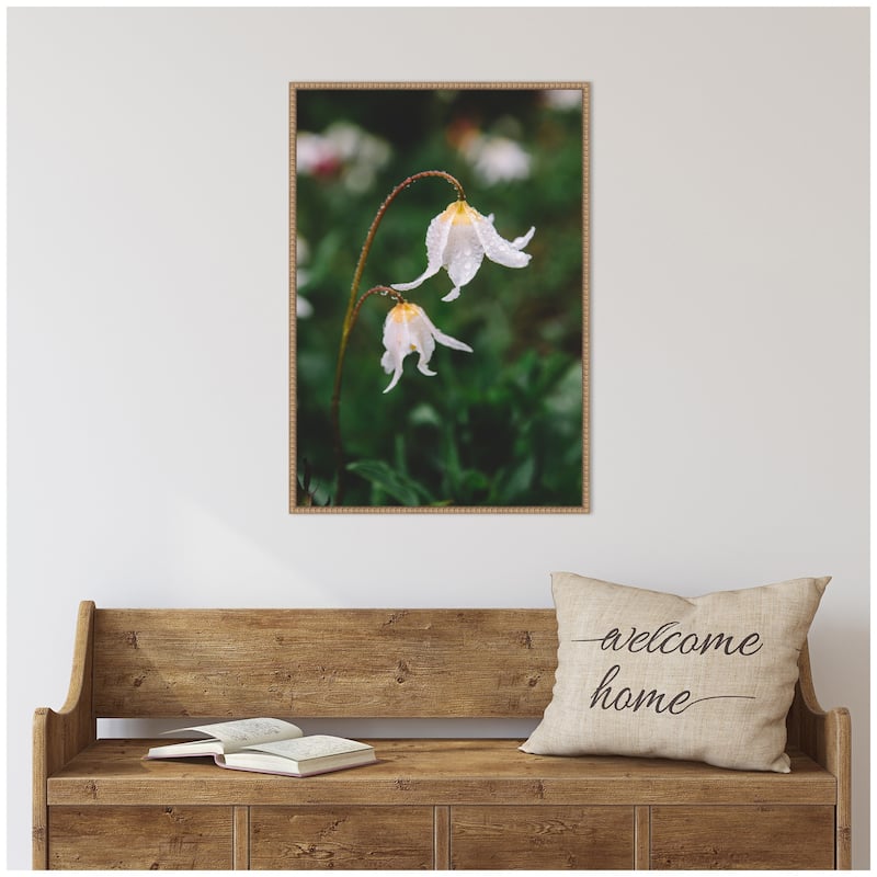 Kate and Laurel Sylvie Delicate White Floral Petals Framed Canvas by Patricia Hasz of Patricia Rae Photography
