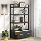 preview thumbnail 14 of 18, Lateral File Cabinet with Drawer and Bookshelves, Printer Stand Filing Cabinet Bookcase Black