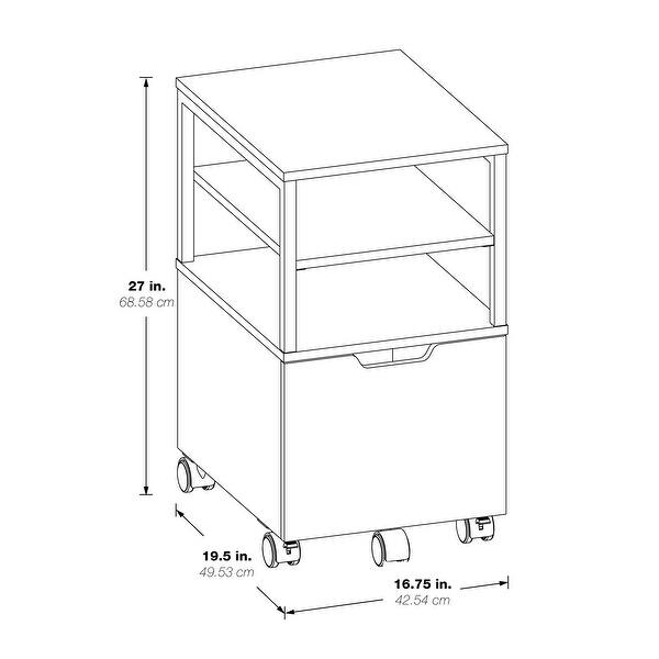 OS Home & Office Furniture One Drawer Mobile Cart in White Oak Bed