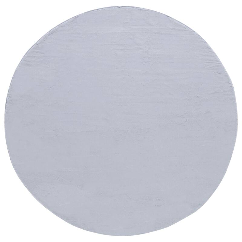 SAFAVIEH Faux Rabbit Auzinda Washable Fur Solid Shag Rug - 6' Round - Light Grey