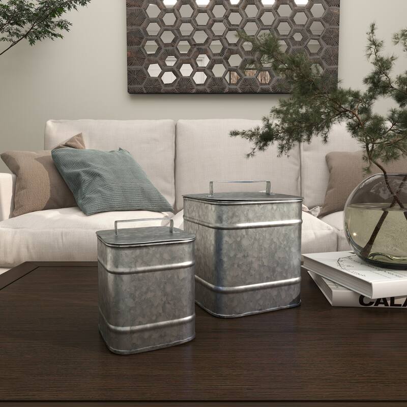 Metal Decorative Canisters - Set of 2 Silver - Roche River Decor