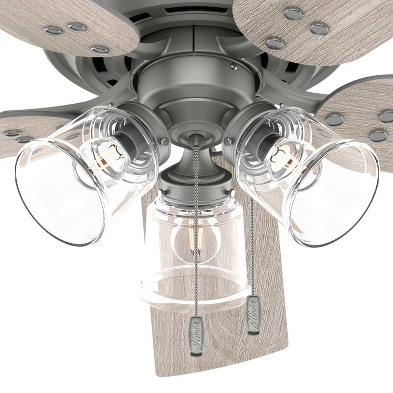 Hunter 52" Shady Grove Ceiling Fan with LED Light Kit/ Pull Chain, Standard or Flush Mount - Casual, Transitional