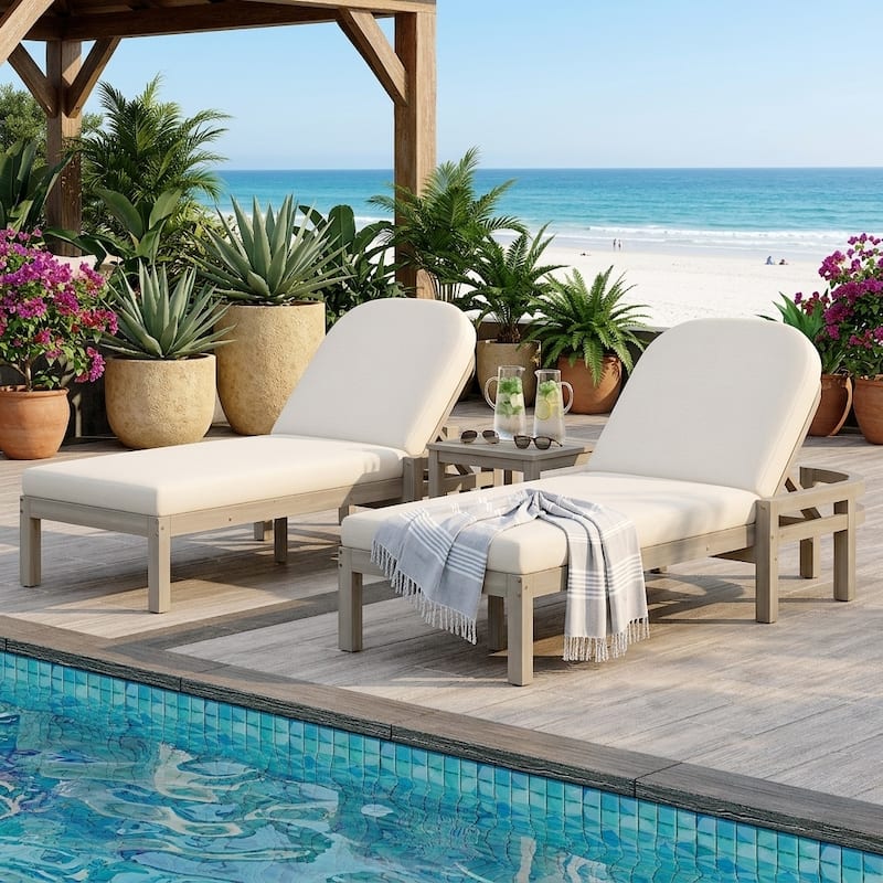 5-Position Adjustable Outdoor Chaise Lounge with Arched Backrest by Leisure Zone - Setof2&Gray