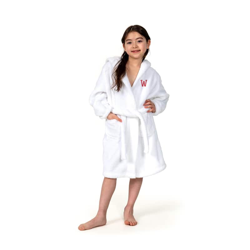 Sweet Kids 100% Polyester SUPER PLUSH Double Brushed Hooded Bathrobe with Pink Bookman Monogram