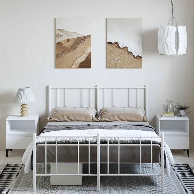 vidaXL Metal Bed Frame with Headboard, No Mattress