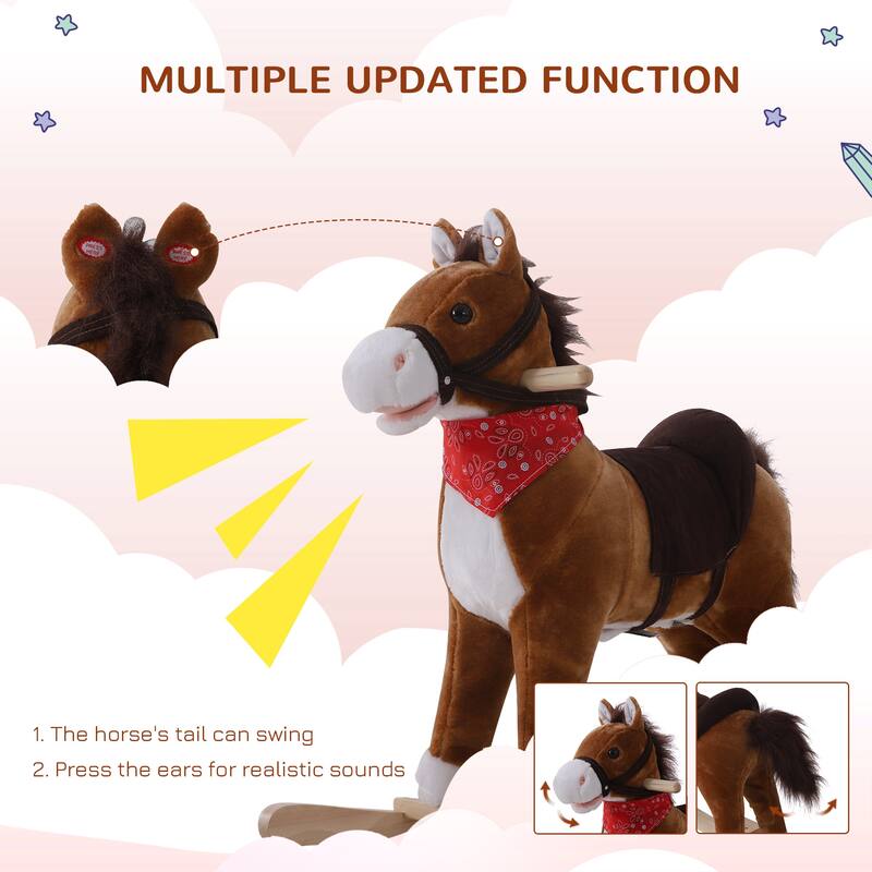 Kids Plush Rocking Horse with Authentic Neighing Sounds, Soft Body, and Developmental Benefits, for Toddlers 36 Months+